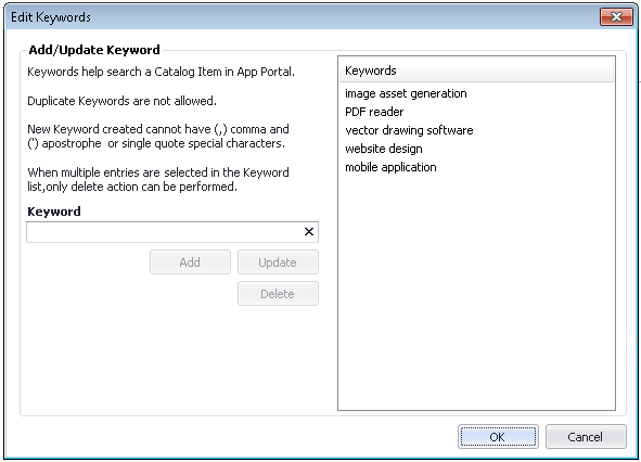 Edit Keywords Dialog Box